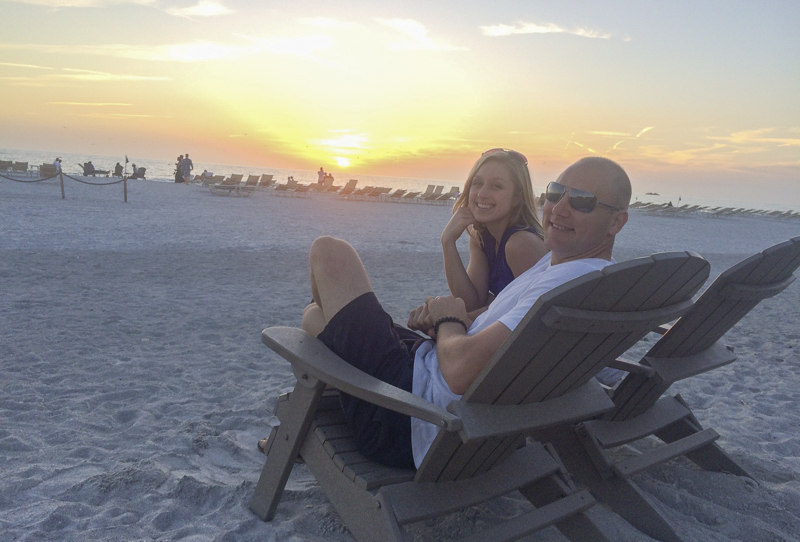 Marissa Rossnagle with husband, Tyler, enjoying the sunset on Lido Beach. 