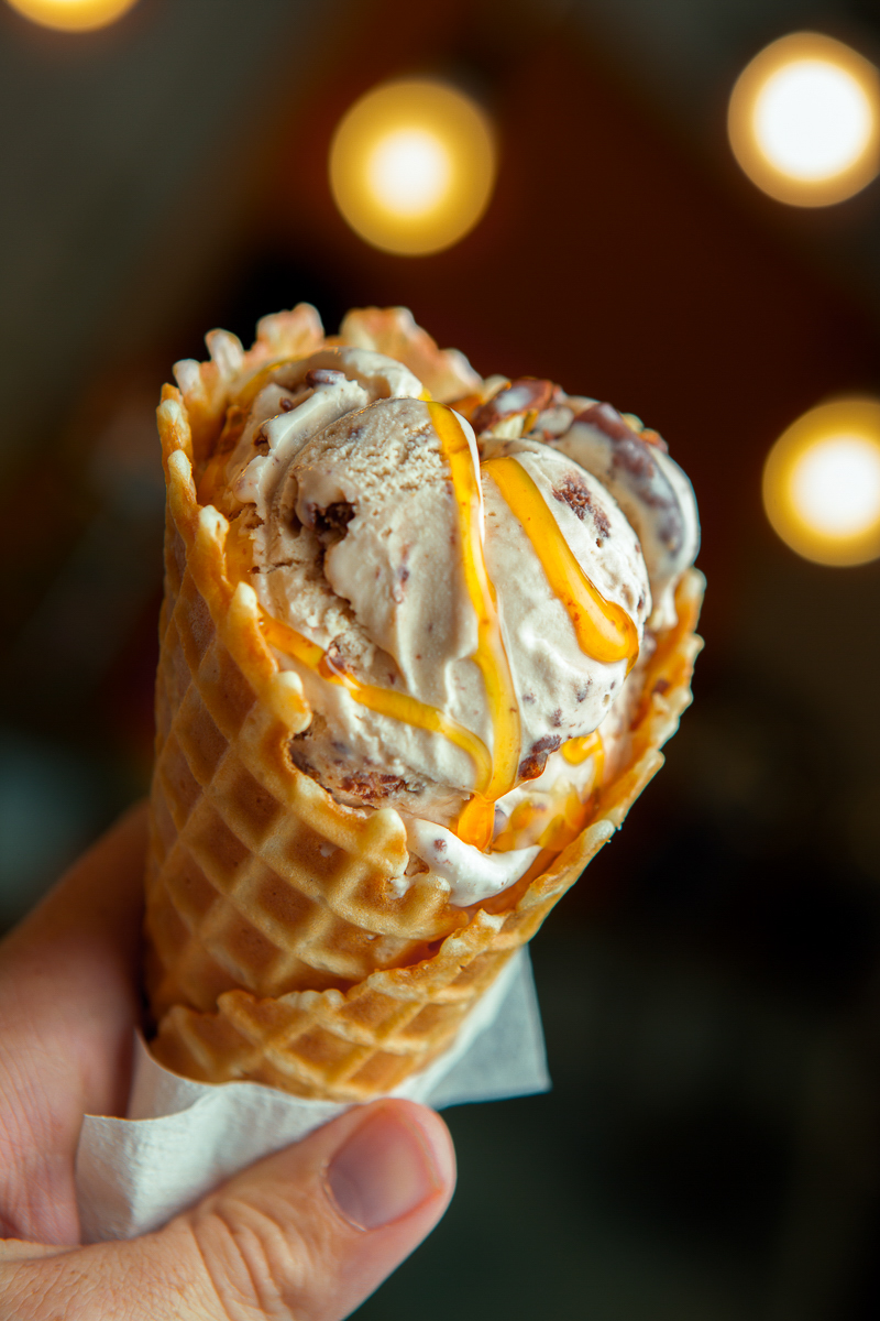 Homemade Butterscotch ice cream is just one of the flavors at Orange Octopus.