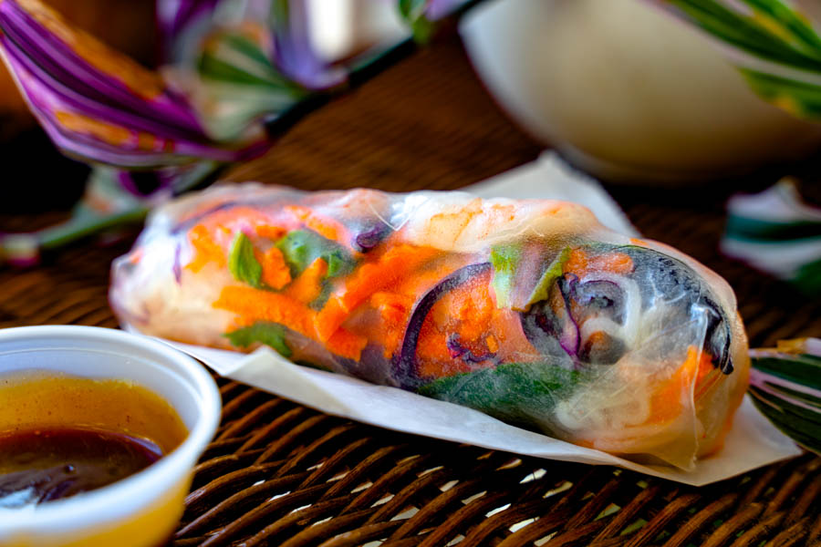 The fresh roll shrimp is bright and dense, with a nice accent of mint complementing the peanut sauce
