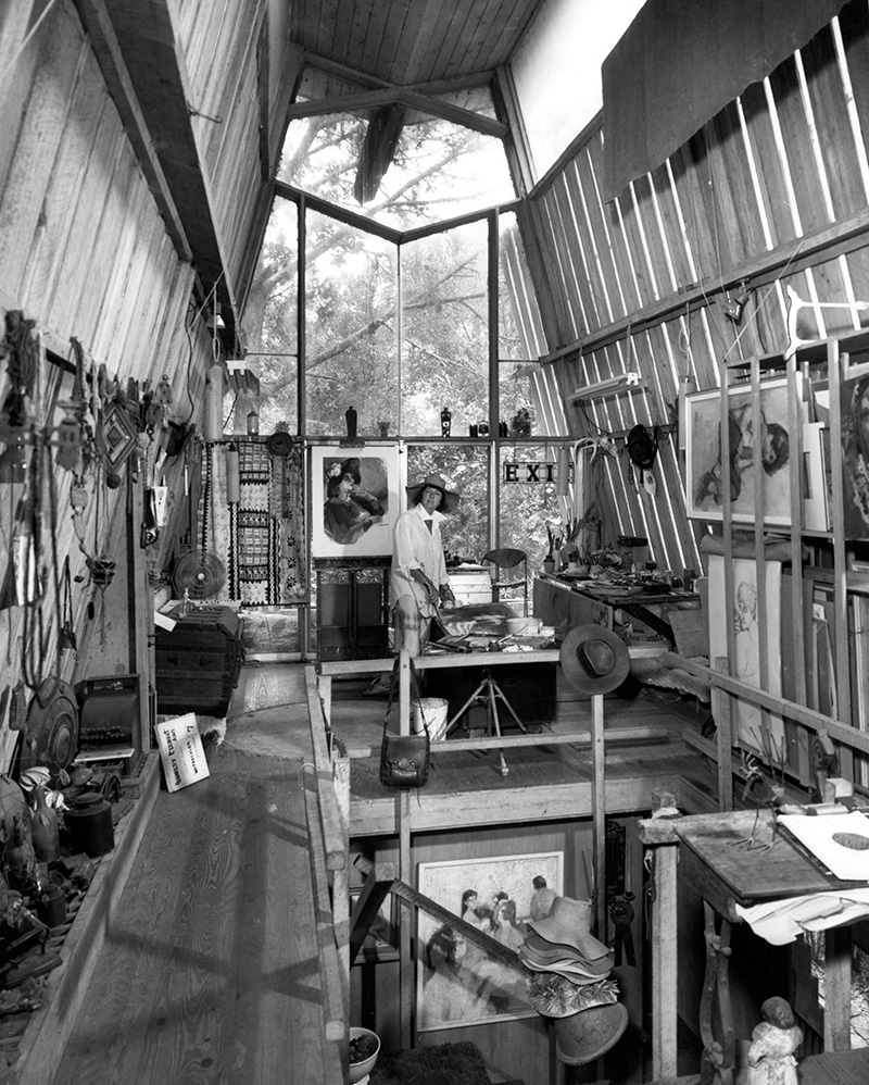 Audiologist Deloris Devlin in the art studio of her friend Shirley Clement in Sarasota, She worked in the Acoustic Arts Lab at 1924 Hillview St. Florida. State Archives of Florida, Florida Memory. Pho