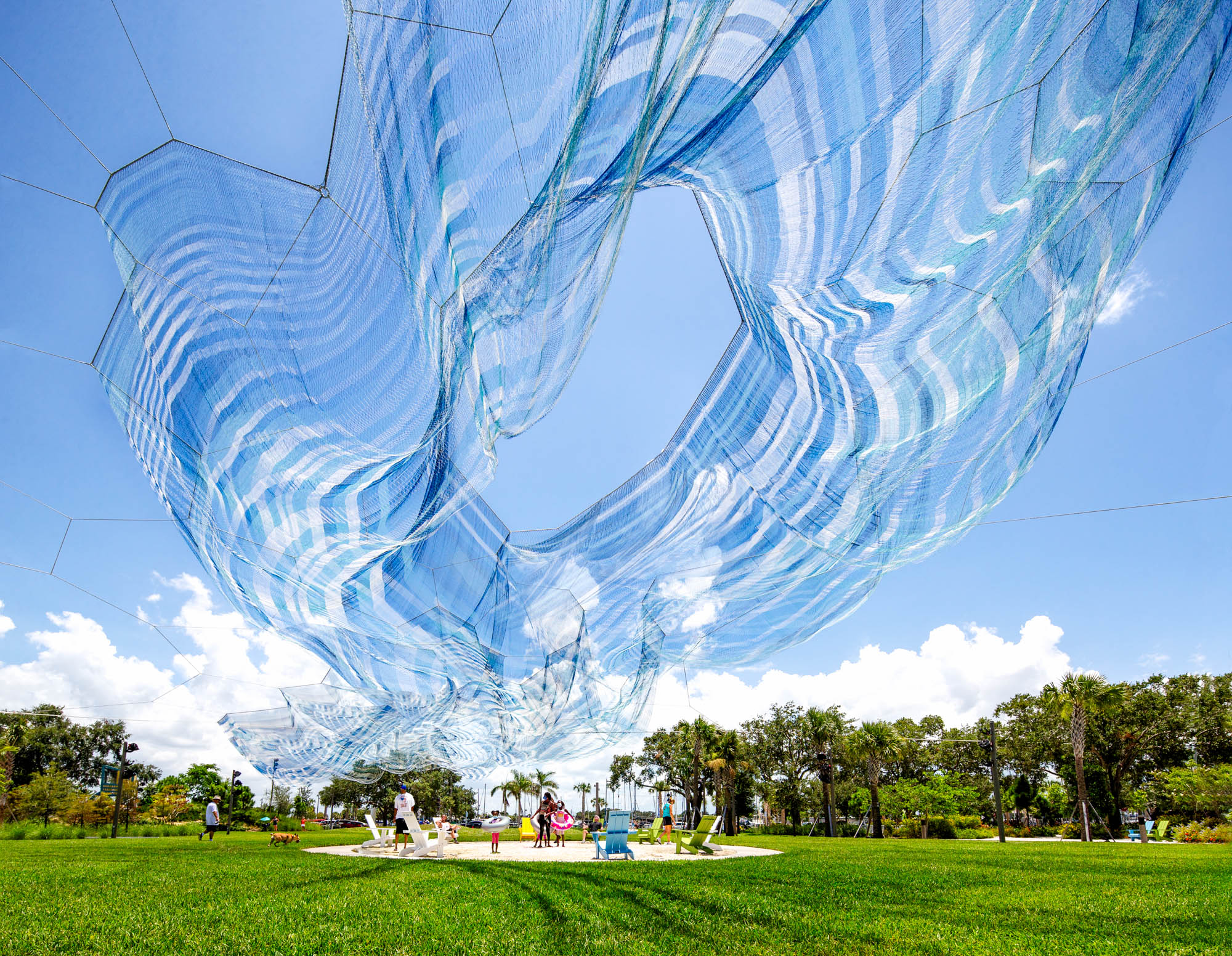Tampa Bay native Janet Echelman’s large scale aerial net sculptures adorn public spaces around the world
