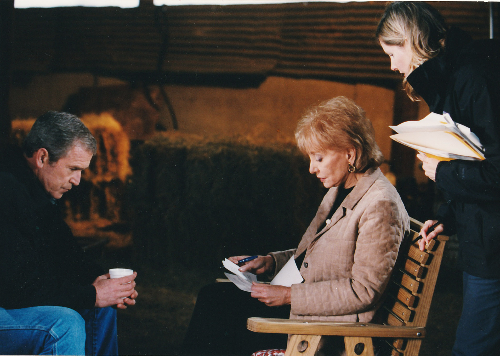 Katie with Barbara Walters and George W. Bush
